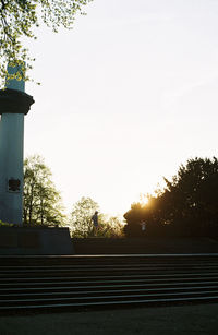 Low angle view of building against sky during sunset