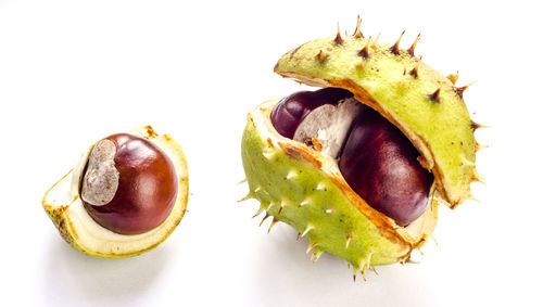 Close-up of strawberry against white background