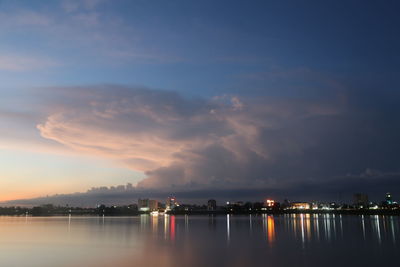 Scenic view of sea against sky at sunset