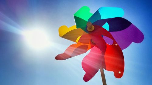 Low angle view of pinwheel during sunny day
