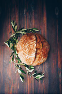 High angle view of bread on table