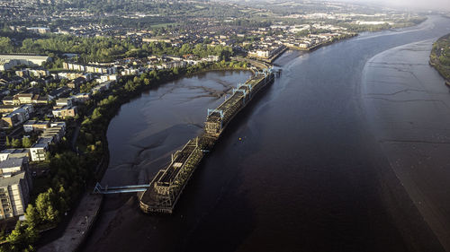 High angle view of city street