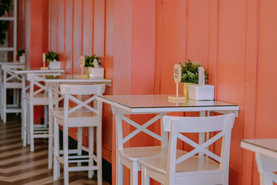 Empty chairs and table at home