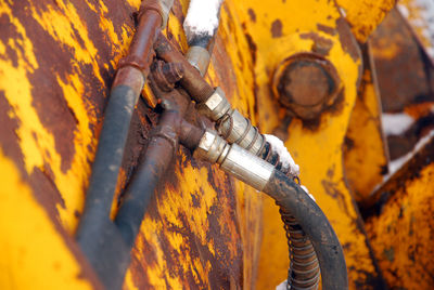 Close-up of rusty machinery