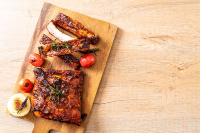 High angle view of food on table