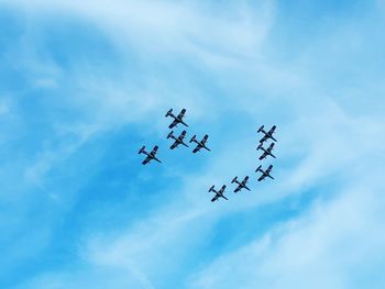 Low angle view of airplane flying in sky