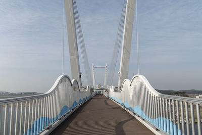 Empty bridge against sky on sunny day