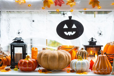 Jack o lantern on table