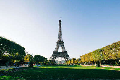 View of tower in city against sky