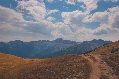 Scenic view of mountains against sky