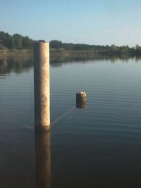Scenic view of calm lake against clear sky