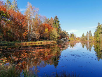 Scenic view of lake against sky during autumn