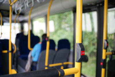 Close-up of yellow train