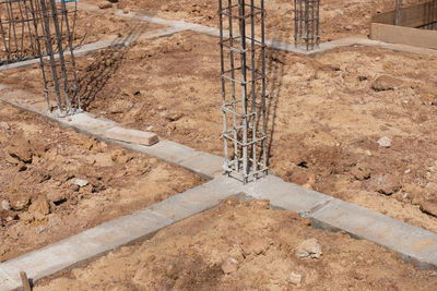 High angle view of construction site on road