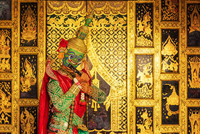 Low angle view of woman in temple