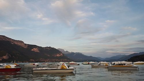 Pedal boats on lake