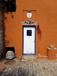 Closed door of house