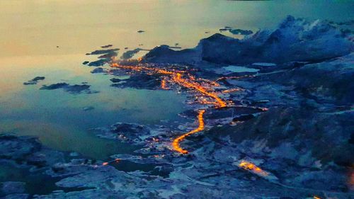 Aerial view of mountain against sky