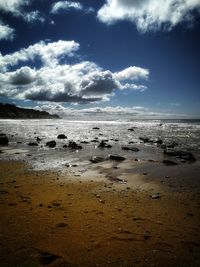 Scenic view of beach against sky