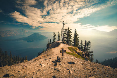 Scenic view of mountains against sky during sunset