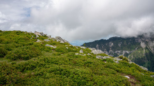 Scenic view of mountains against sky