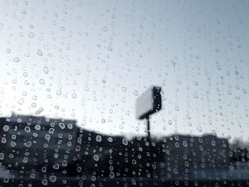 Close-up of wet window in rainy season
