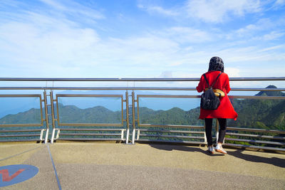 Rear view of woman looking at view