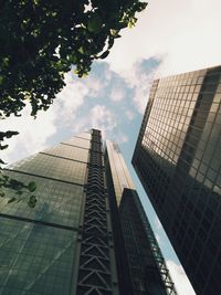 Low angle view of modern buildings against sky