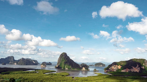 Phang nga, sa-met-nang-she viewpoint, mountain in sea, thailand