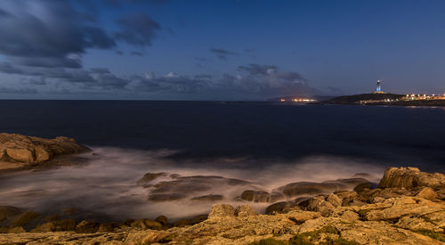 Scenic view of sea against cloudy sky