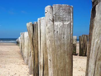 View of beach against clear sky