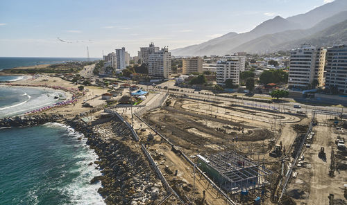 Aerial view go kart track construction project, caraballeda, la guaira, venezuela. 