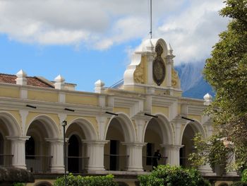 Low angle view of historic building against sky