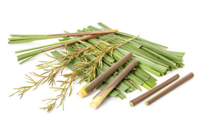 High angle view of food on white background