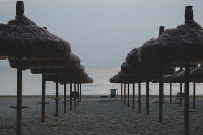 Scenic view of beach against clear sky