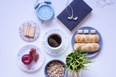 Directly above shot of breakfast on table