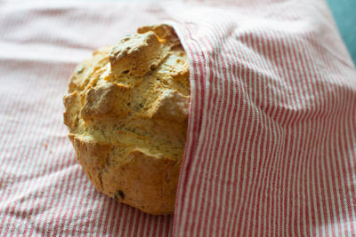 High angle view of bread on table