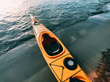 High angle view of yellow boat