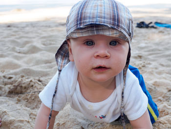 Portrait of happy boy on beach