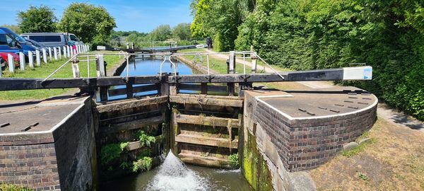 View of dam by river