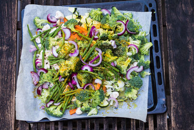 High angle view of vegetables