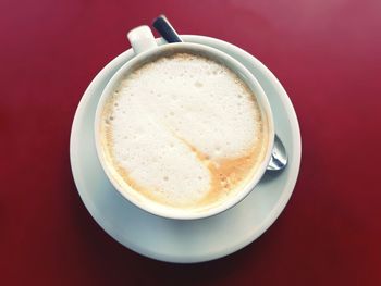 Directly above shot of cappuccino on table