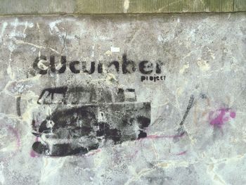 Close-up of text on wall