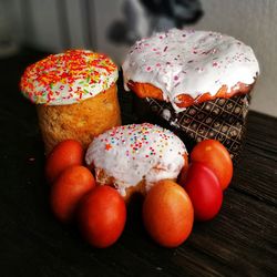 Close-up of dessert on table