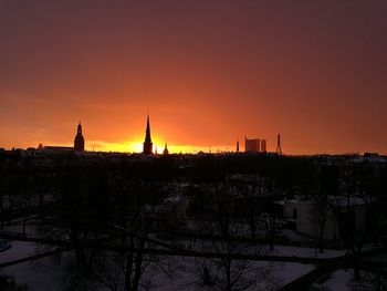 View of cityscape at sunset