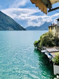 Lago lugano in summertime w/ view to san salvatore