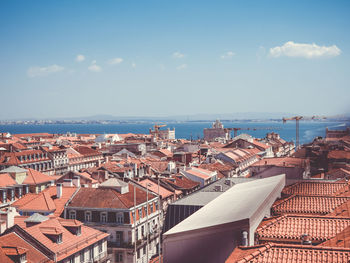 High angle view of cityscape against sky