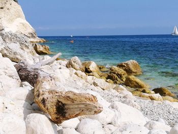 Scenic view of sea against clear sky