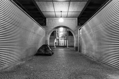 Interior of illuminated tunnel