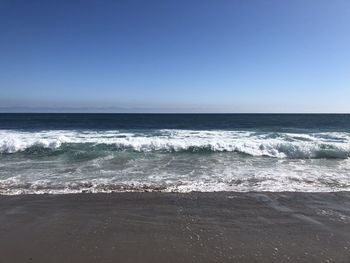 Scenic view of sea against clear sky